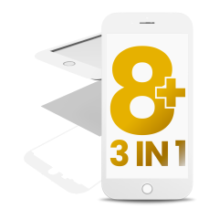 3 in 1 (Front Glass + Frame + OCA Pre-Installed) For iPhone 8 Plus (OCA Master) (White) (2 Pack)