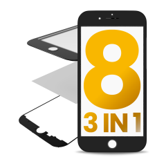 3 in 1 (Glass With OCA Pre-Installed + Frame) For iPhone 8 (OCA Master) (2 Pack) (Black)