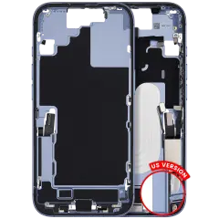 Mid-Frame Housing W/ Charging Port Flex & Small Parts For iPhone 17 (US Version) (Used OEM Pull: Grade A) (Mist Blue)