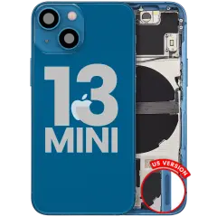 Back Housing W/ Small Parts For iPhone 13 Mini (US Version) (Used OEM Pull: Grade B) (Blue)
