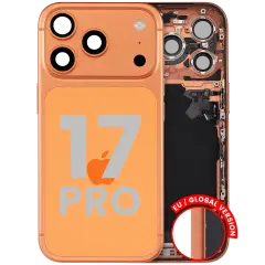 Back Housing W/ Charging Port Flex & Small Parts For iPhone 17 Pro (EU / Global Version) (Used OEM Pull: Grade C) (Cosmic Orange)